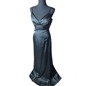 Belsoie Black Satin Gown, Adjustable Strap
